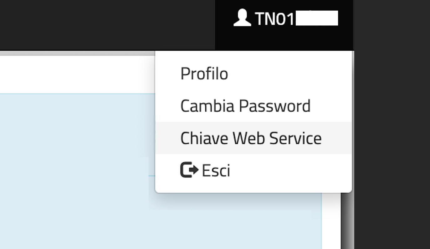Menu del portale con la voce Sicurezza evidenziata