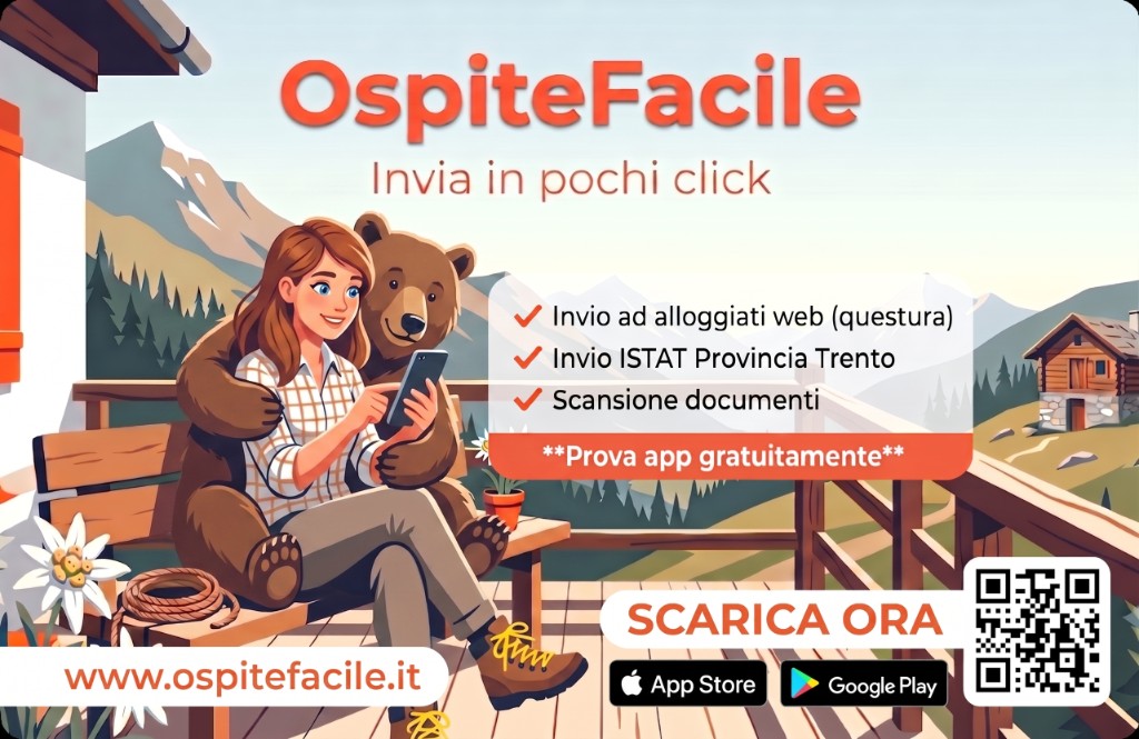 OspiteFacile - Invia in pochi click: invio ad Alloggiati Web, invio ISTAT Provincia di Trento e scansione documenti